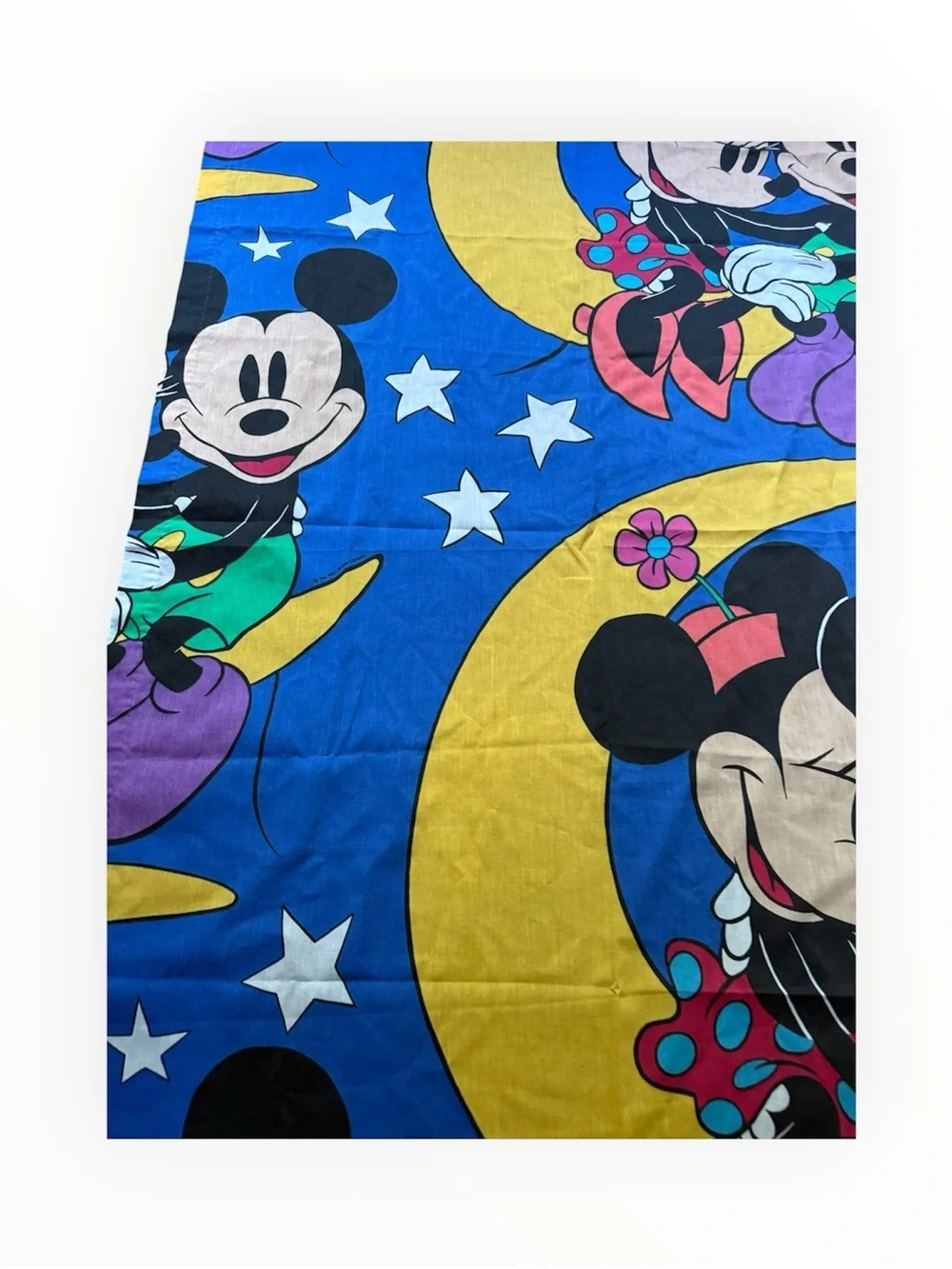 Vintage 90s two or four curtain panel Mickey & Minnie Mouse on crecent moon